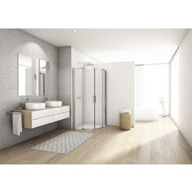 Paroi quart de rond coulissant  DIVERA- 900x2000 - POLI BRILLANT - VitrageTransparent (07) 6 mm Réf :D22SRB550905007