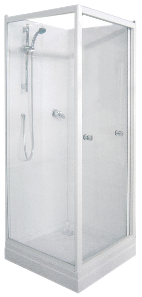 Cabine de douche Primeo 80 x 80 cm avec porte, mi-coulissante, mi-pivotante  interieur - SANITAIRE ET CHAUFFAGE