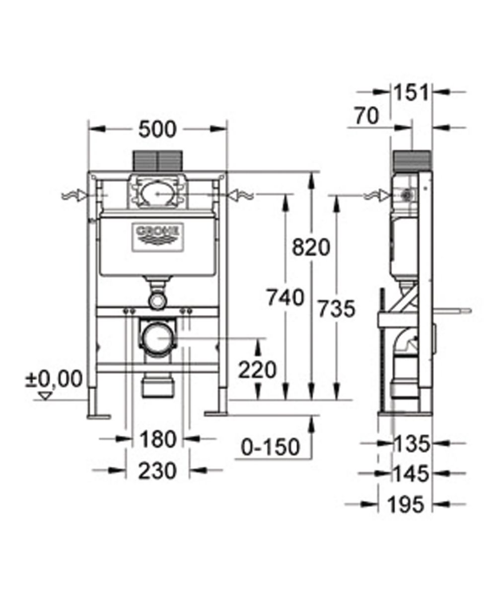 Bâti support mural NF WC suspendu Rapid SL, GROHE