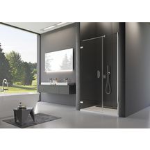 PUR - Porte pivotante avec fermeture surparoi fixe en ligne -  avec profilé mural de compensation et barre de stabilisation - ouverture ext. - pivot droit  - 1