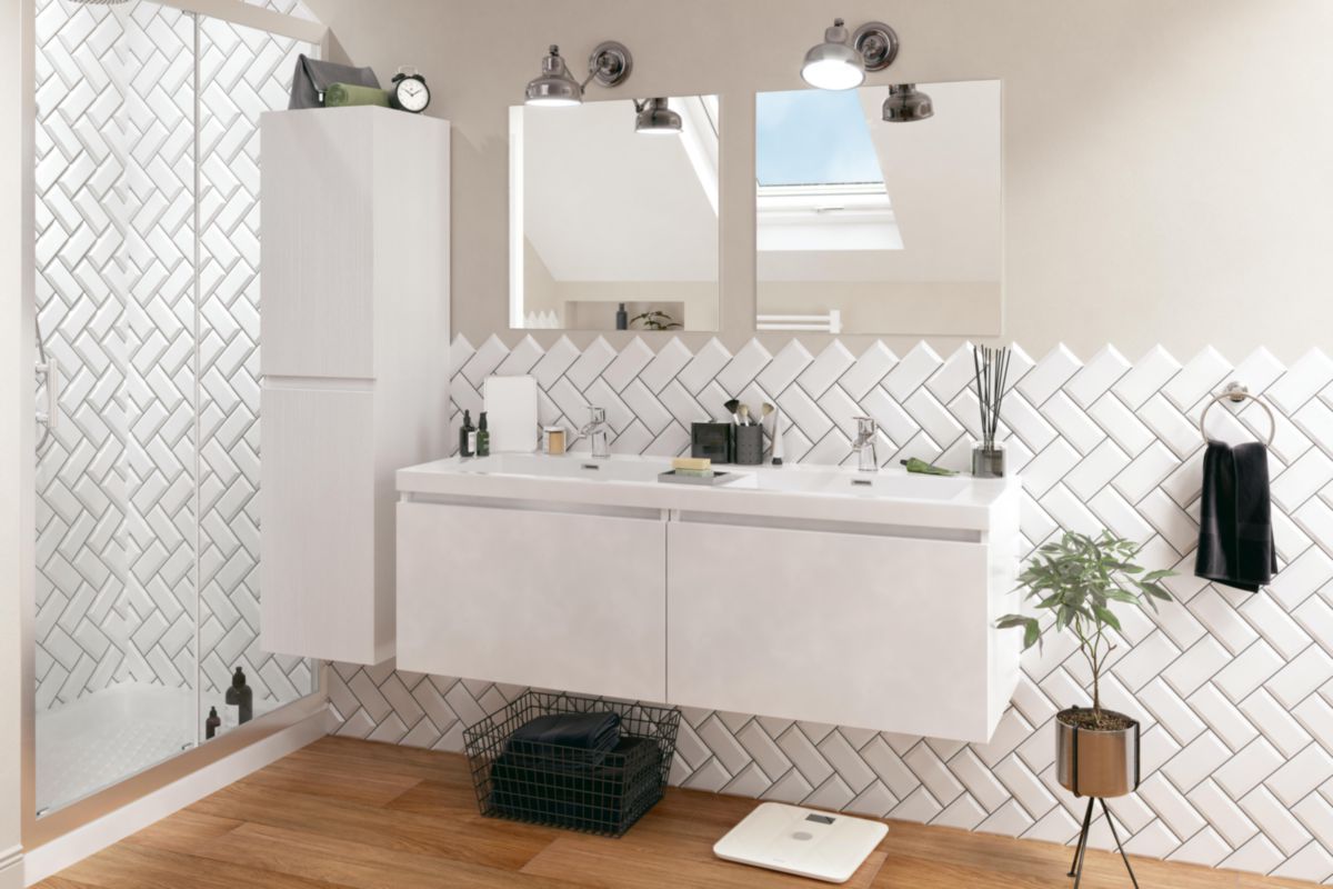 Meuble sous vasque Alterna Primeo 70 cm suspendu 2 tiroirs blanc