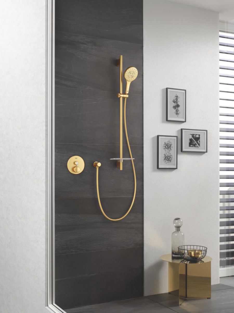 GROHE Douchette 3 jets Rainshower SmartActive 130 Cool Sunrise brossé