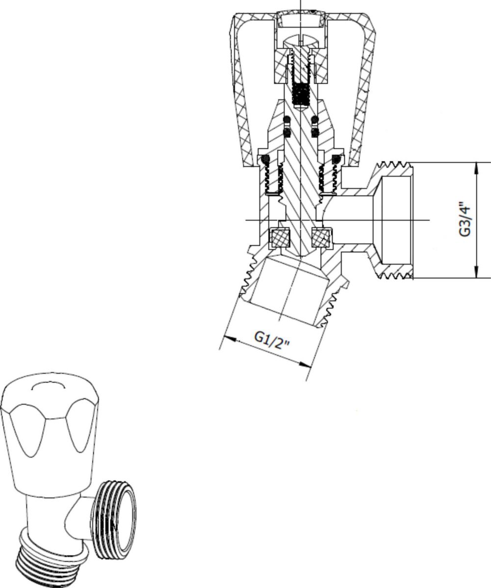 Robinet machine à laver Mâle Mâle - Dimension 15x20