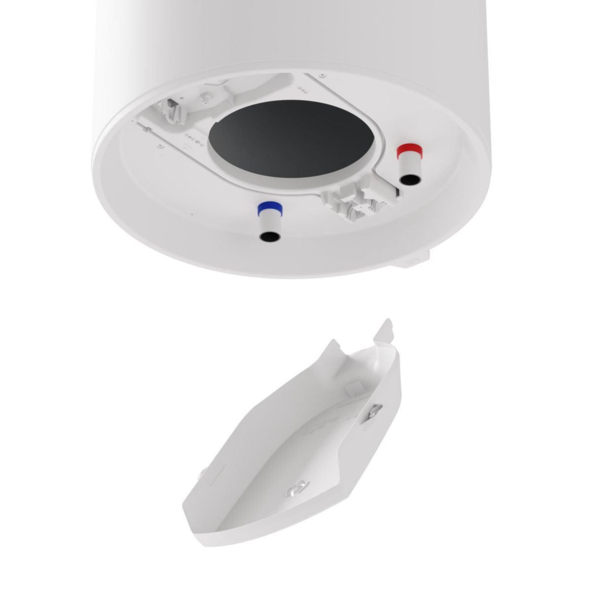 Chauffe-eau électrique DURALIS ACI Hybride 100L horizontal mural raccordement dessous monophasé (transformable en triphasé avec kit) livré avec 1 raccord diélectrique 3/4'' Réf. 263124