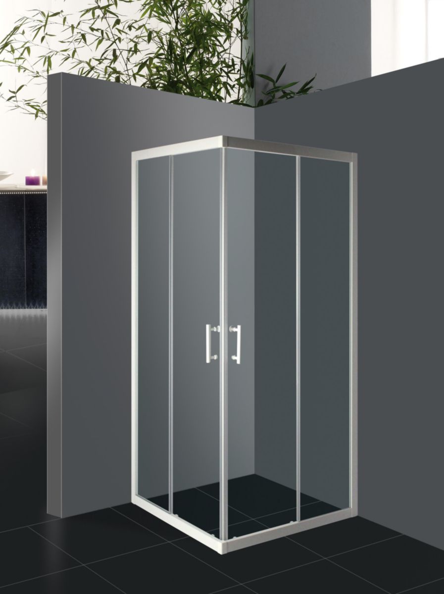 ALTERNA Paroi de douche VERSEAU accès d'angle coulissant 80 x 80 cm