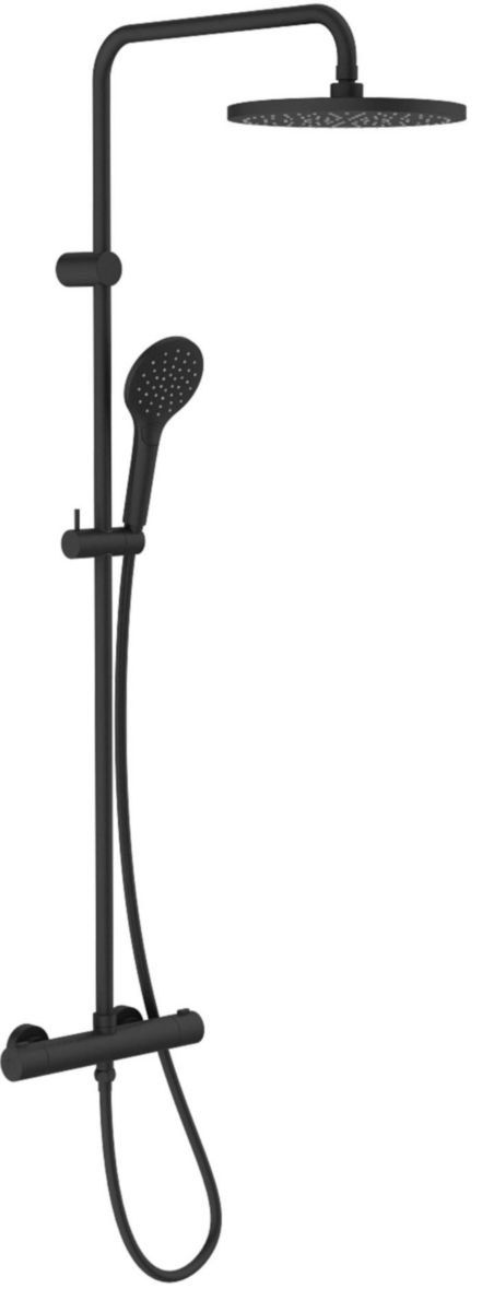 Lonheo Colonne de douche Noir avec /Étag/ère Ensemble de douche sans mitigeur 3 fonctions douchette /à main T/ête de Douche 9.45 pouces Syst/ème de douche pour Salle de bain