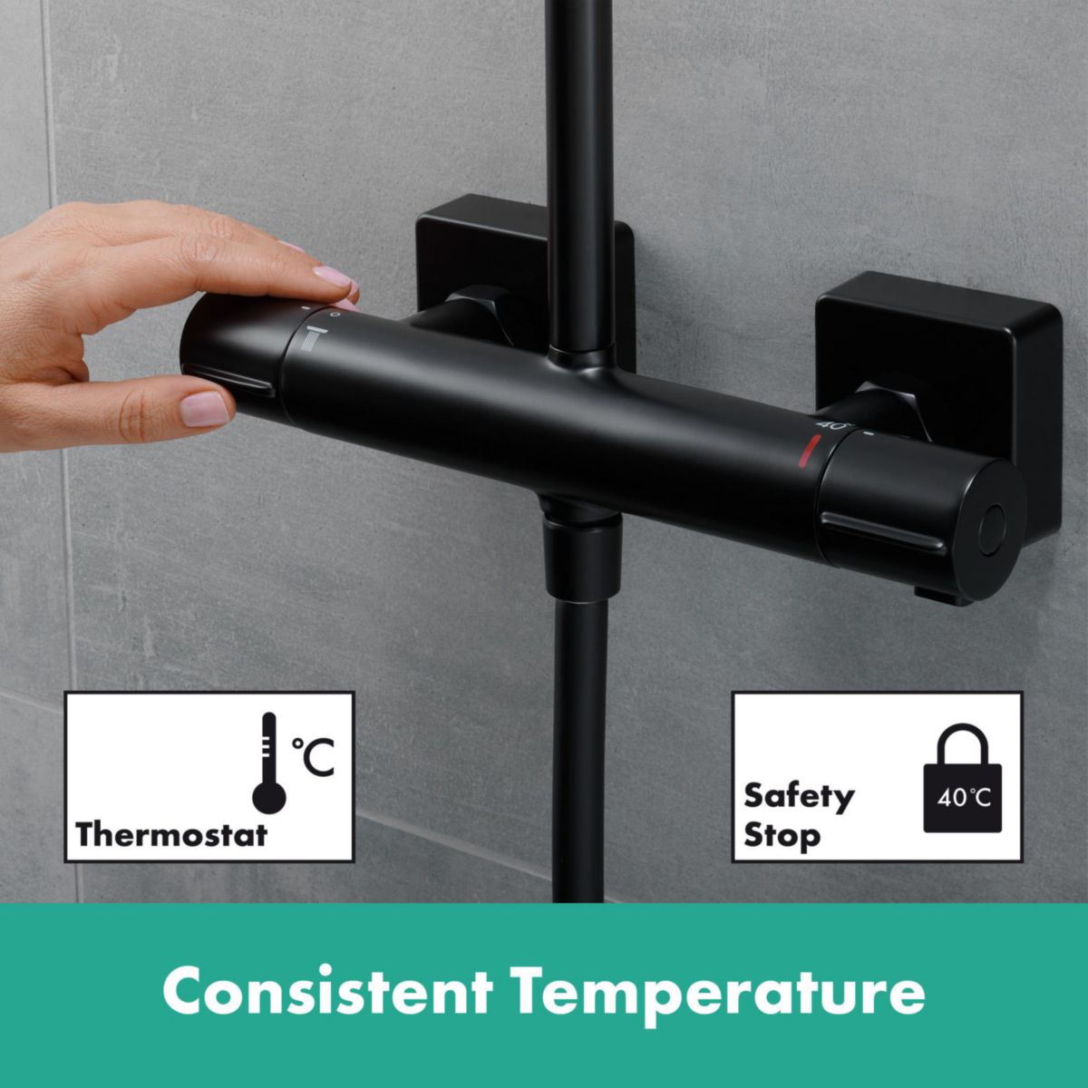 Colonne de douche thermostatique noir Hansgrohe Eco Vernis Shape