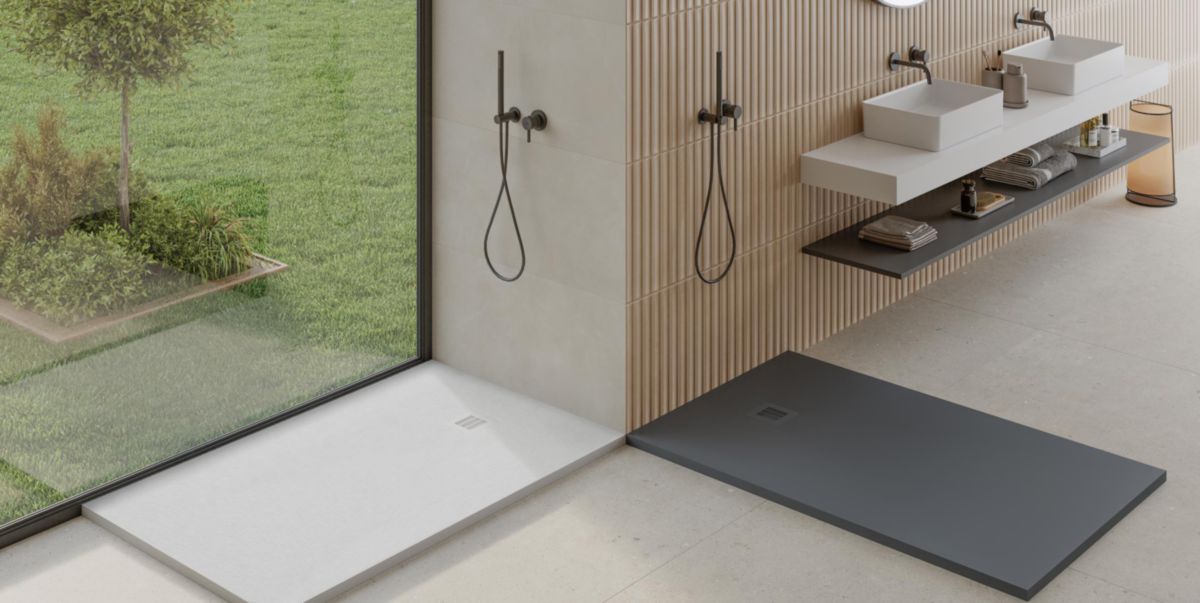 Receveur de douche à poser ou à encastrer One Kromat finition Microtex 75x130 couleur: Bianco