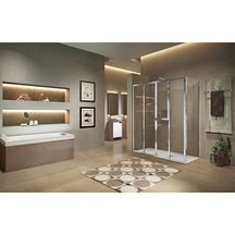 Paroi de douche Lunes 2.0 2A 116 extensible 116 - 122 cm verre trempé transparent chromé Réf. LUN2A116-1K