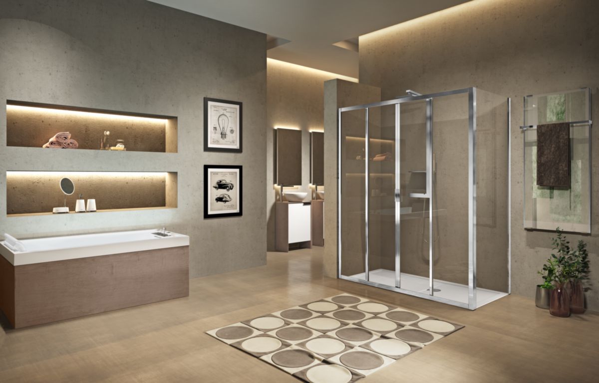 Paroi de douche Lunes 2.0 2A 116 extensible 116 - 122 cm verre trempé transparent chromé Réf. LUN2A116-1K