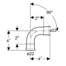 Coude 90° D22mm, acier inox Réf 30104