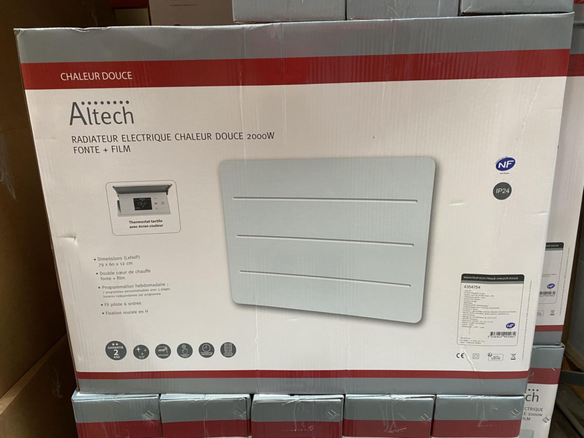 Radiateur Double Cœur De Chauffe 2000w ALTECH - Radiateur électrique inertie sèche Altech fonte + film programmable 2000W | Cedeo