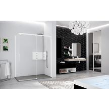 Paroi de douche KUADRA 2.0 porte fixe en aluminium et verre transparent  119-121 cm profilé blanc mat réf : K2FH119-1U