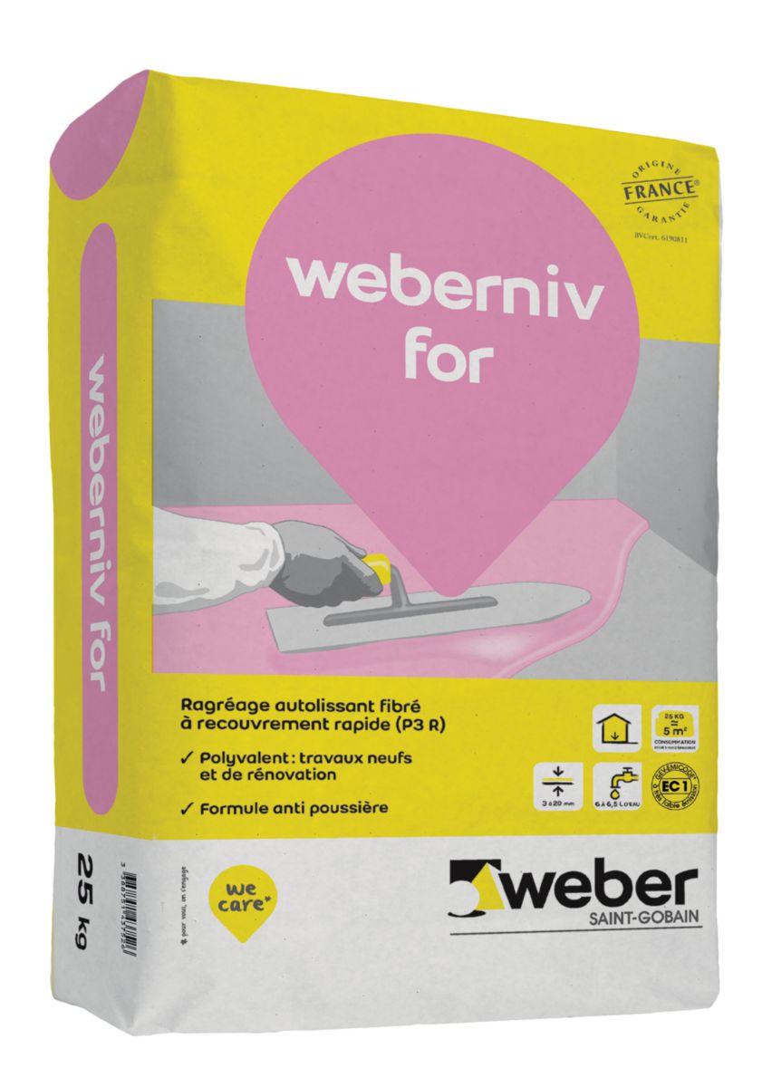 WEBER - Enduit de ragréage autolissant fibré polyvalent (P3R) Weber.niv ...