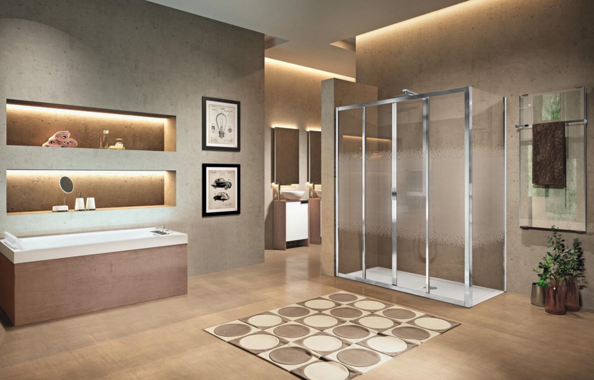 Paroi de douche Lunes 2.0 2A 116 extensible 116 - 122 cm verre trempé transparent chromé Réf. LUN2A116-1K