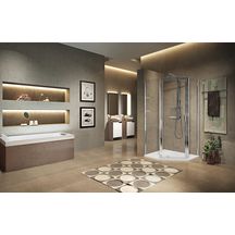 Paroi de douche Lunes 2.0 pentagono G 100 extensible 98.5 - 101.5 verre trempé transparent silver Réf. LUNPG100-1B