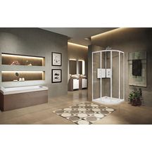 Paroi de douche Lunes 2.0 R 80 x 120 - 120 x 80 cm verre trempé transparent chromé Réf. LUNR80120-1K