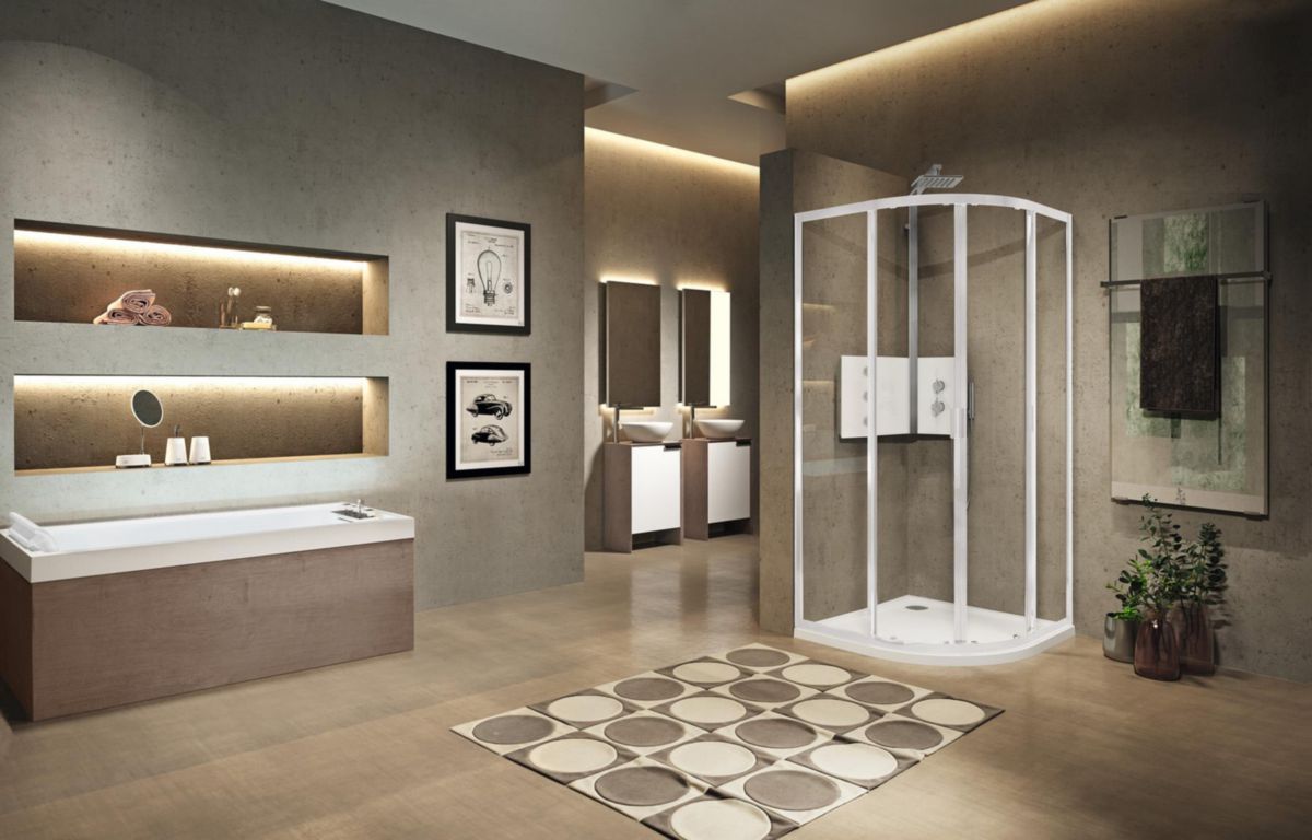 Paroi de douche Lunes 2.0 R 80 x 120 - 120 x 80 cm verre trempé transparent chromé Réf. LUNR80120-1K
