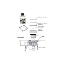 Bonde Isotanche Classic Pro NF - 1500 x 1800 mm - diamètre 50 mm - sortie verticale - grille Target carrée Réf. 230481