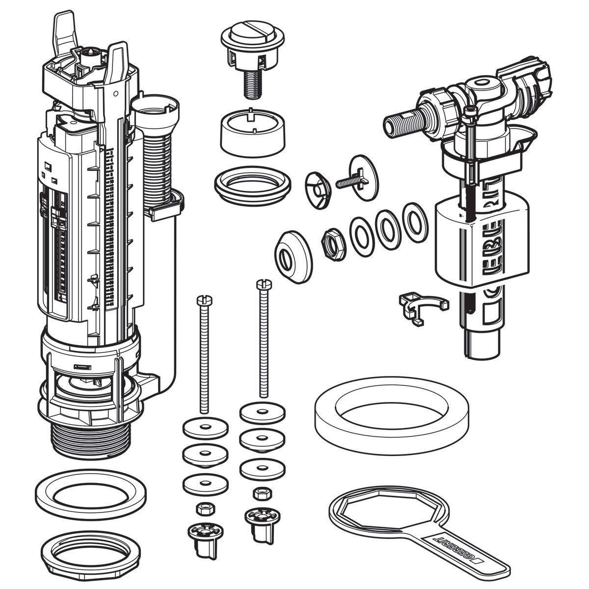 Mécanisme chasse d'eau - double chasse - Impuls 290-380 Nemo Duo