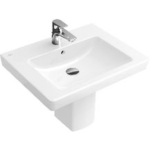 Lavabo SUBWAY 2.0 pour robinetterie à 3 trous, trou de robinetterie central percé avec trop-plein 650 x 470 mm blanc Réf. 71136501