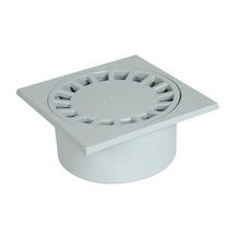 Siphon de cour 20x20 à emboîture incorporée sortie verticale diamètre 80/90mm gris clair SC089G