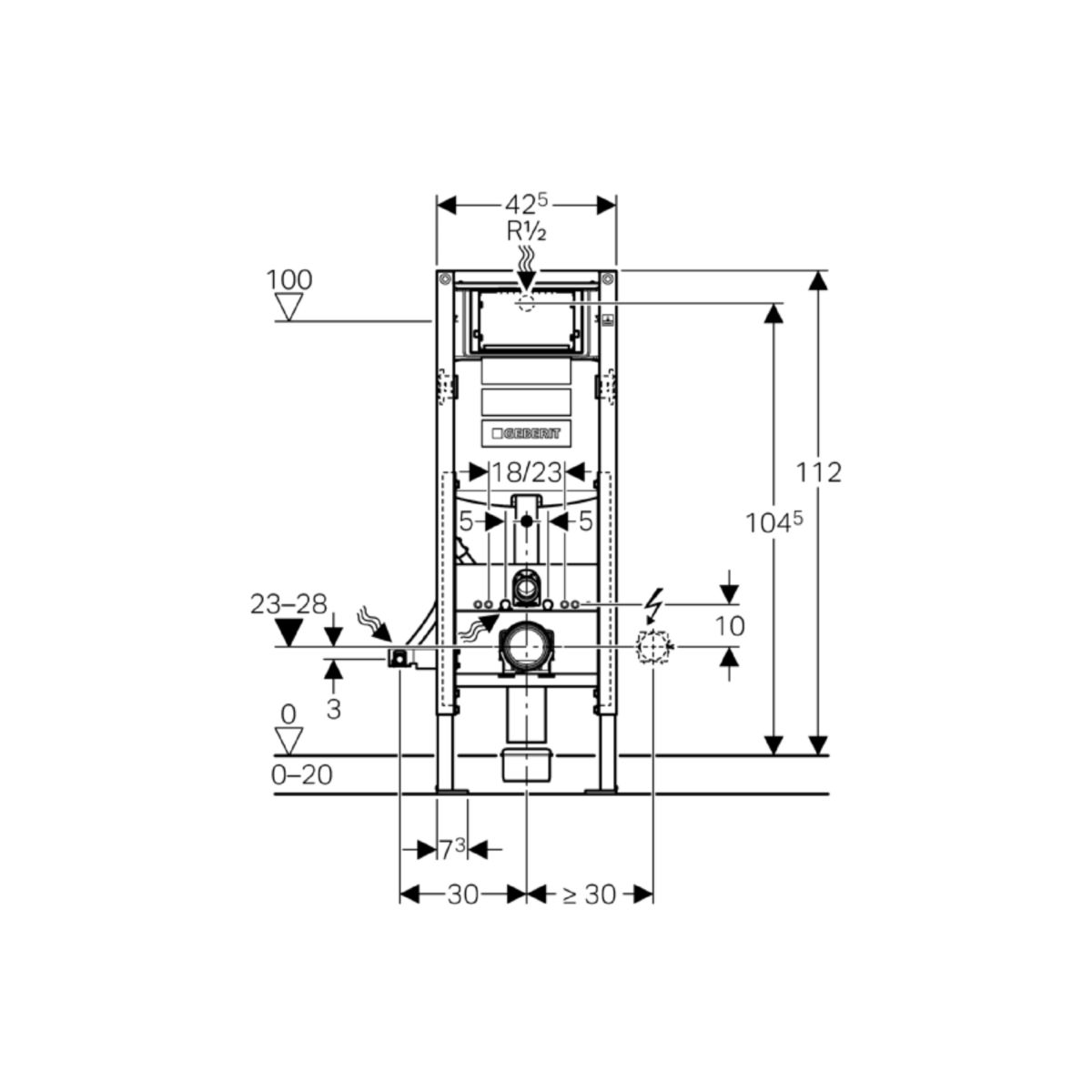 Bâti-support autoportant étroit DUOFIX avec réservoir SIGMA 112cm - GEBERIT  - 111.389.00.5