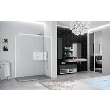 Paroi de douche KUADRA 2.0 porte fixe en aluminium et verre transparent  119-121 cm profilé blanc mat réf : K2FH119-1U