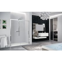 Paroi de douche KUADRA 2.0 porte coulissante en aluminium et verre transparent à gauche 117-121 CM profilé blanc mat réf : K22PH117S-1U