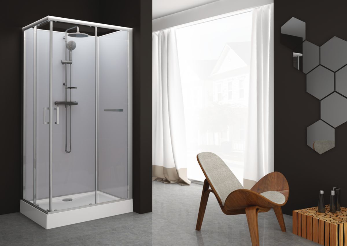 Cabine rectangle KARA 80 X 100 cm, porte coulissante, verre ... Cabine rectangle KARA 80 X 100 cm, porte coulissante, verre ...