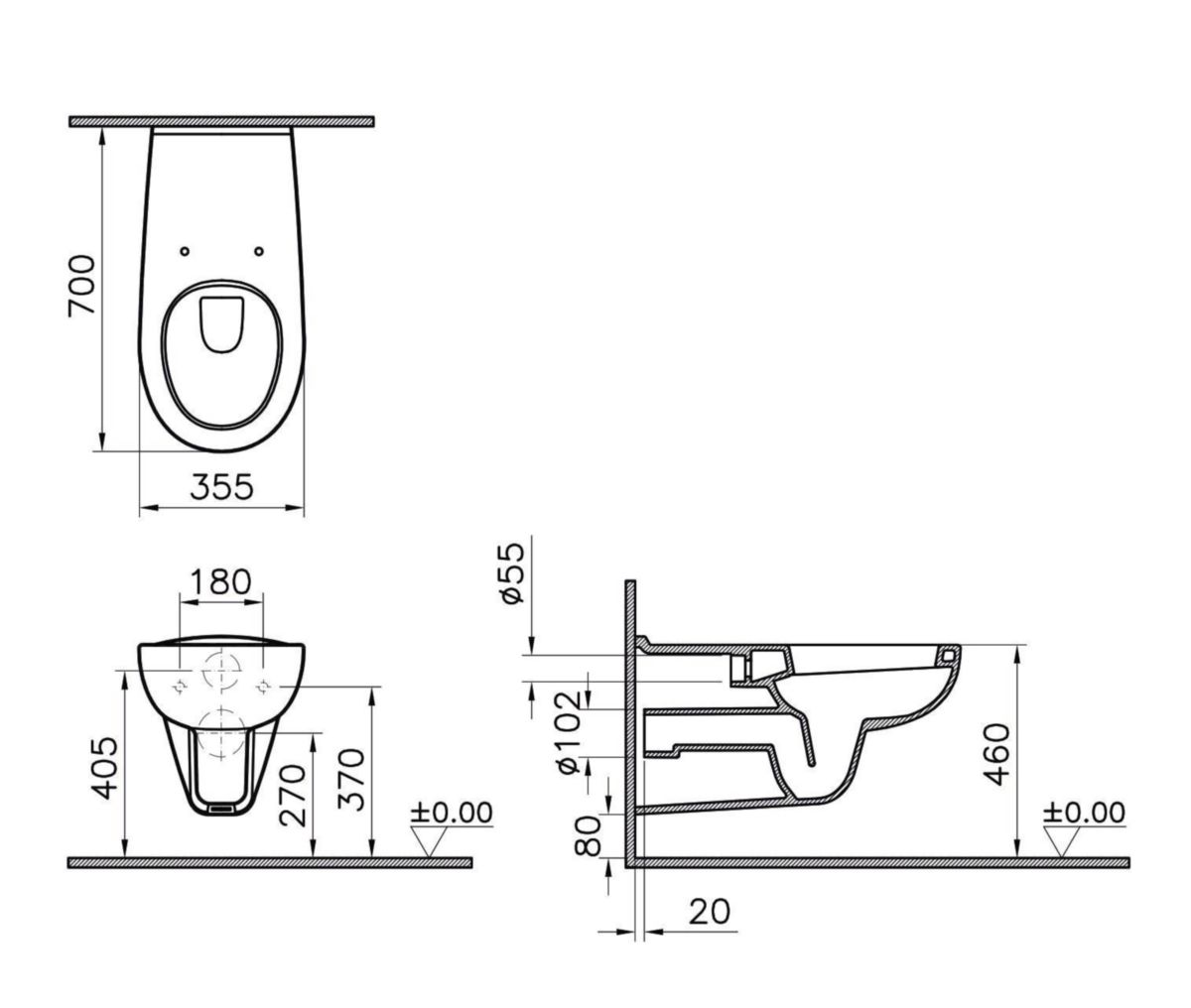 ALTERNA - Cuvette WC suspendue allongée Alterna Mobilita 70 cm en céramique  blanc sans abattant