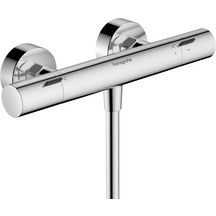 Mitigeur thermostatique de douche hansgrohe Ecostat Fine, installation apparente avec limiteur de température, Chromé Réf. 13326000