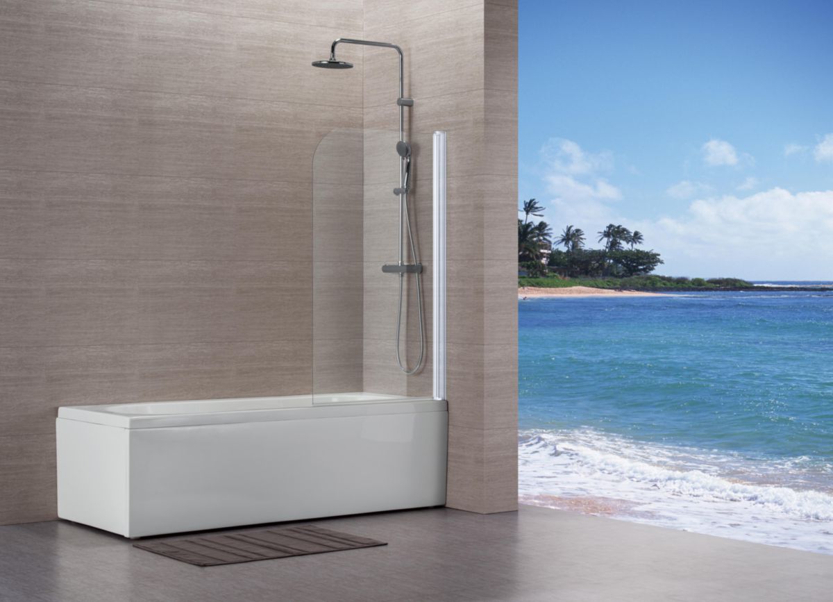 Alterna Pare Baignoire Vers Eau 80 X 140 Cm Profile Blanc Epaisseur Du Verre 4 Mm Cedeo