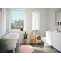 Chauffe-eau électrique DURALIS ACI Hybride 100L horizontal mural raccordement dessous monophasé (transformable en triphasé avec kit) livré avec 1 raccord diélectrique 3/4'' Réf. 263124