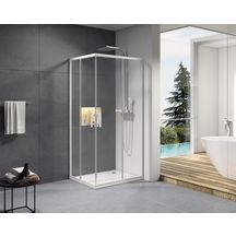 Paroi de douche Alterna Concerto accès en angle un côté réversible longueur 70 cm profilé blanc verre transparent