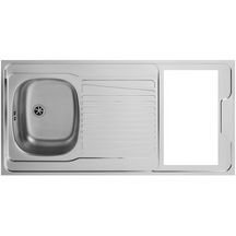 Recouvrement cuisinette en inox 18/10 à poser 1200 x 600 mm, 1 cuve et 1 égouttoir, découpé pour Domino, nu sans vidage Réf. EV1200NU