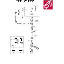 Vidage complet pour évier EV1200NU/EV1000NU/CRETAMRGRPNU/CRET AMRGLPNU/PE1200NU/PE1000NU Réf. V1TPVC