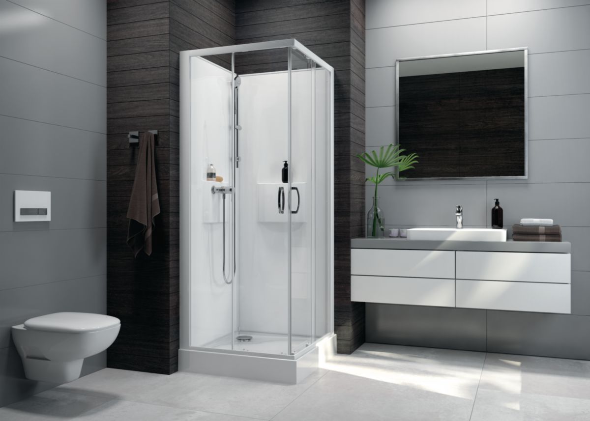 LEDA Cabine de douche IZI BOX 2 carrée angle 80 cm portes