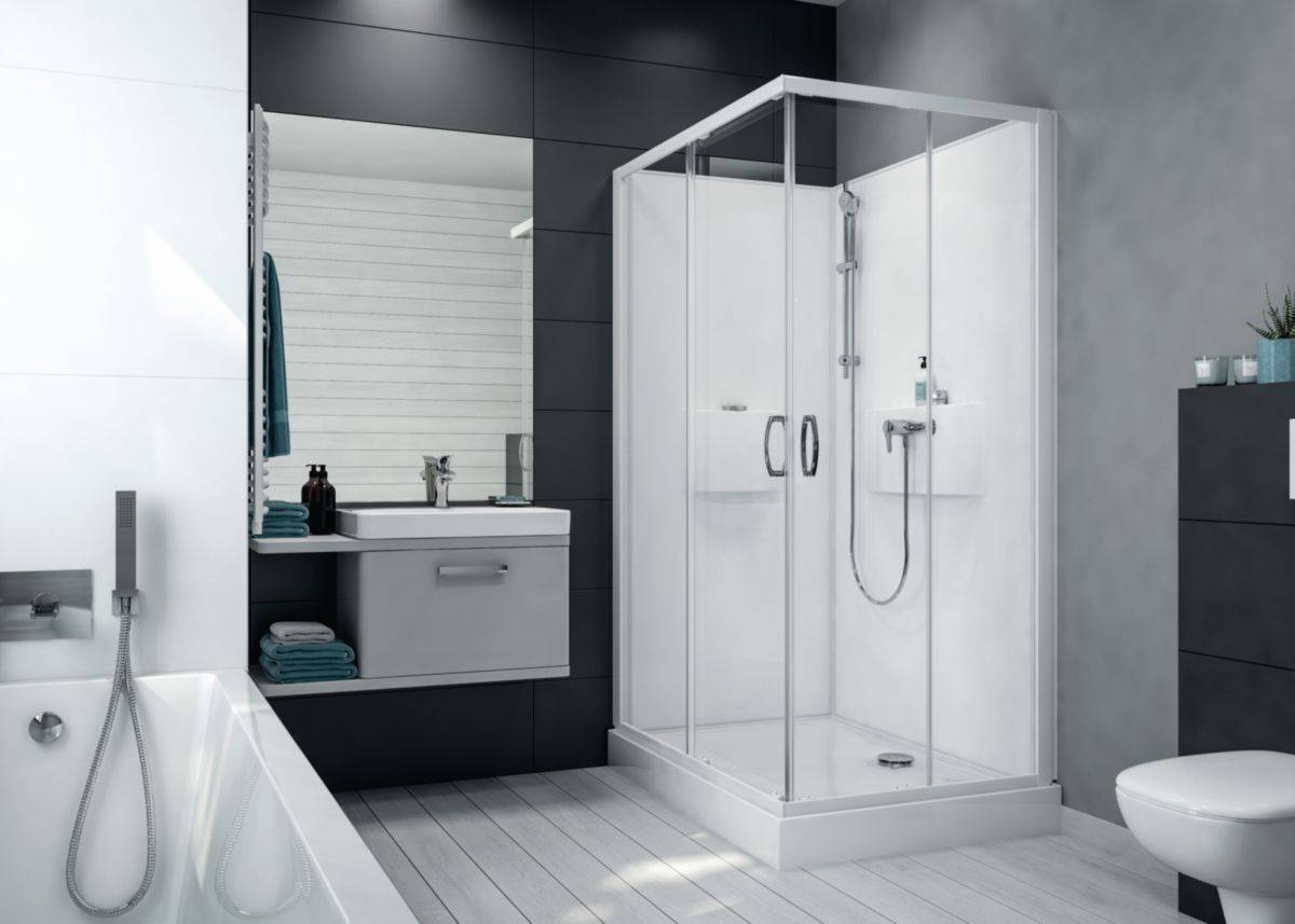 LEDA Cabine de douche IZI BOX 2 rectangulaire 100 x 80 cm en angle