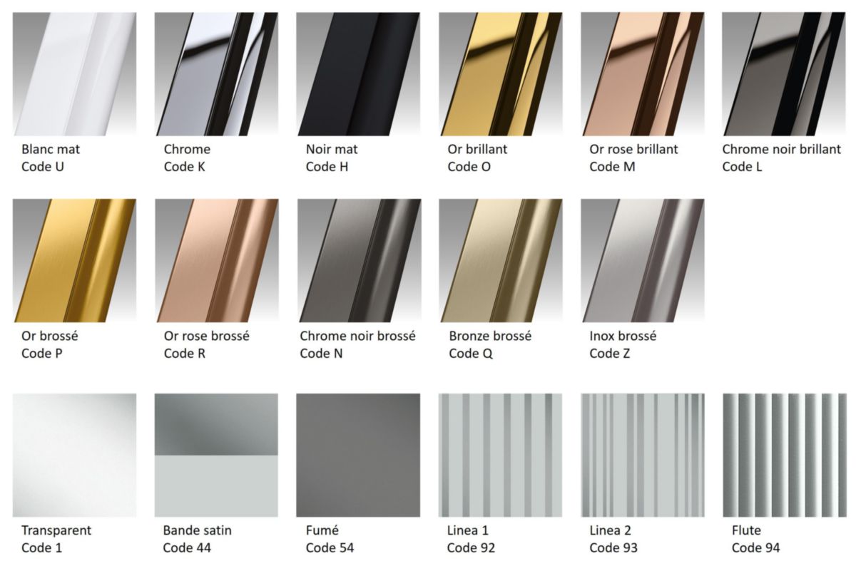 Paroi Walk-In avec encadrement Hart Hp 90 extensibilité 87-88,5 cm verre trempé flute profilés Chrome Noir Brillant Réf : HARTHP90-94L