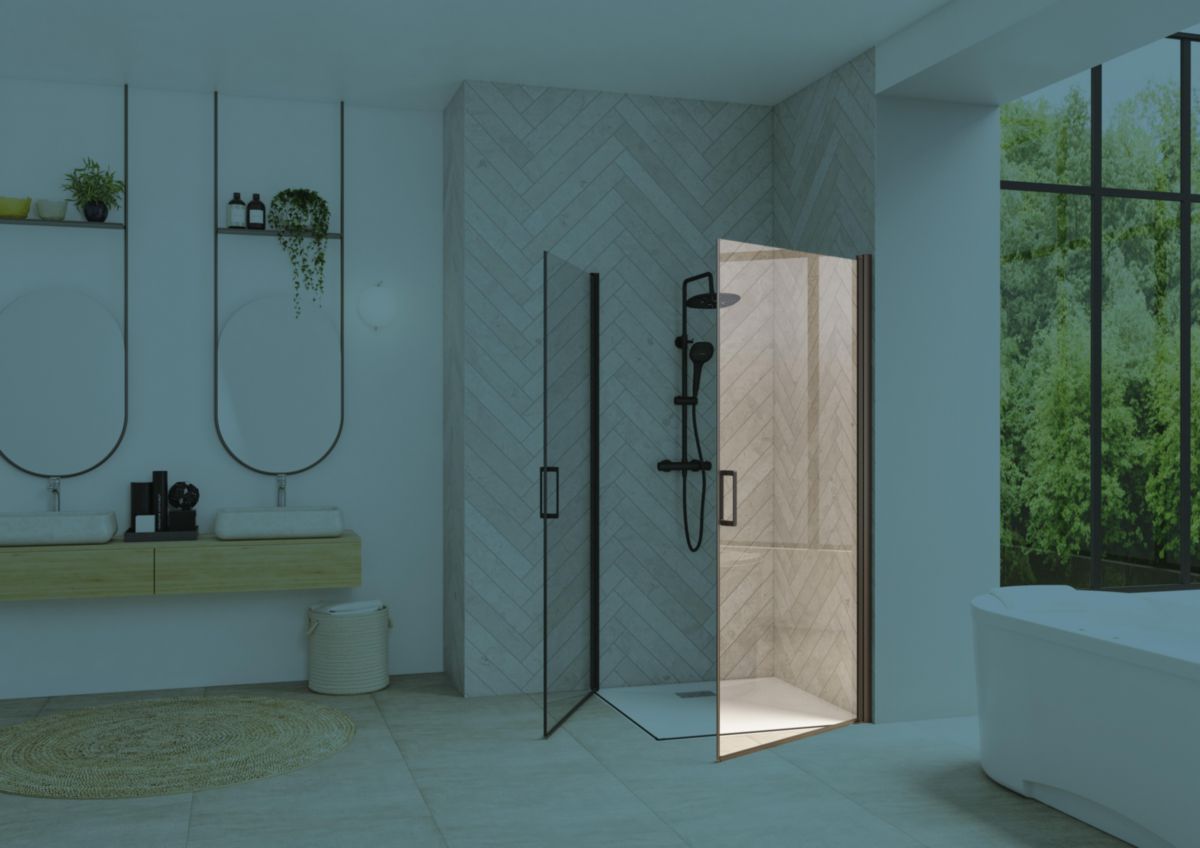 KINEDO DOUCHE Paroi de douche Smart Design angle porte pivotante sans