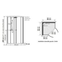 Cabine de douche Eden2 pivotant 80rd réf. CA823
