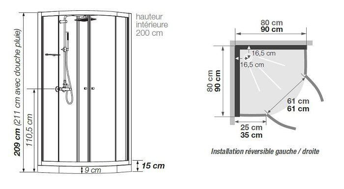 Cabine de douche Eden2 pivotant 80rd réf. CA823