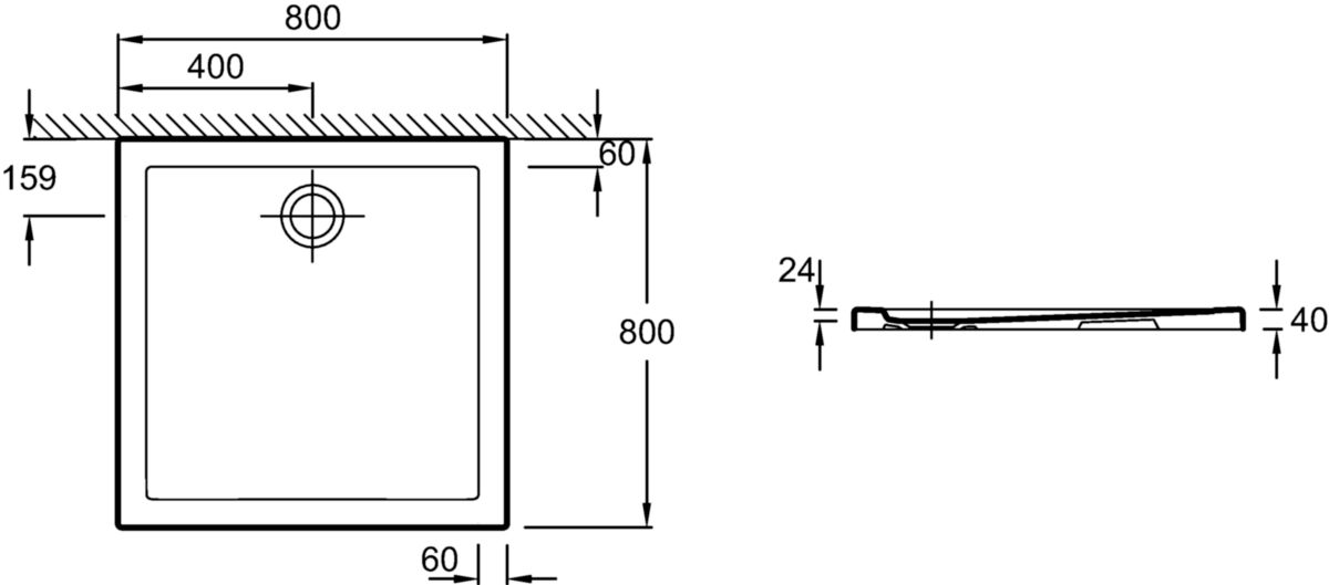 JACOB DELAFON Receveur KYREO à poser 80x80x4cm blanc Réf. ENB9000
