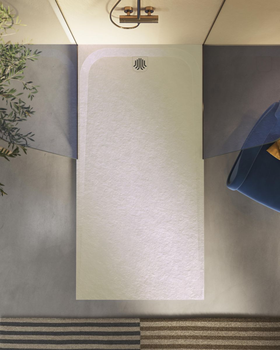 Receveur de douche Unic Slate aspect ardoise en akron aspect déco rectangulaire 180 x 100 cm beige Réf. 53029474