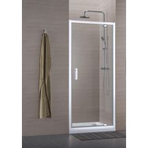 Paroi de douche Alterna Concerto porte pivotante ouverture gain de place 90 cm profilé blanc verre transparent