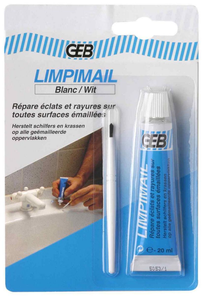 GEB - Pâte de réparation éclats émail Blanc Limpimail Tube 20 ml