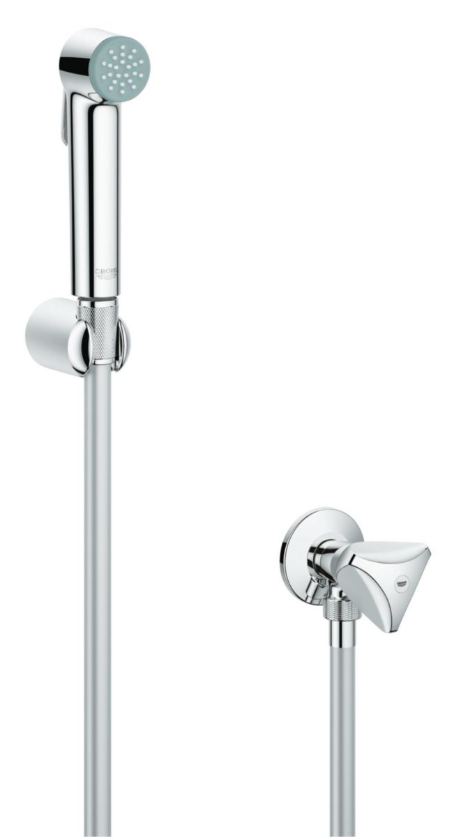 GROHE - Douchette intime Tempesta avec support mural silverflex 1500 avec  robinet d'arrêt réf. 26357000