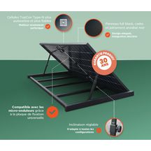 Kit solaire plug and play 520W bifacial biverre topcon module 1960x1134x30mm sans micro onduleur inclus : système au sol avec angle variable plaque de montage micro onduleur toute marque 2000mm de câble DC AR04942