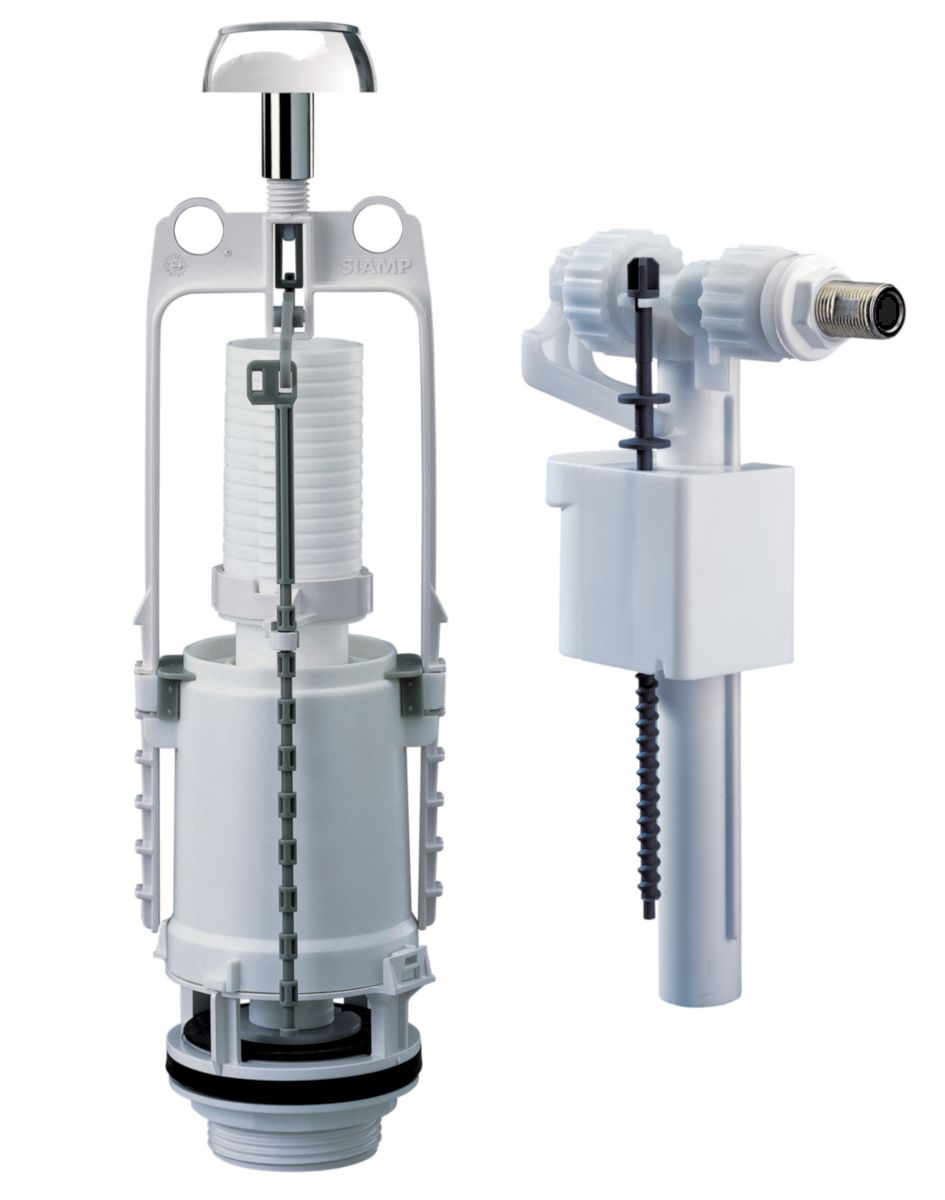 Bouton Poussoir Chasse D eau Villeroy Et Boch SIAMP - Mécanisme complet à bouton pouss interrompable 22A a/robi  silencieux switch 22 / 95 L latéral réf. 36955510 | Cedeo